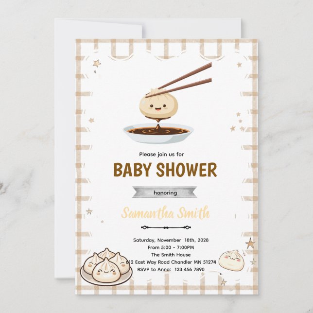 Dumpling Baby Shower Invitation Einladung (Vorderseite)