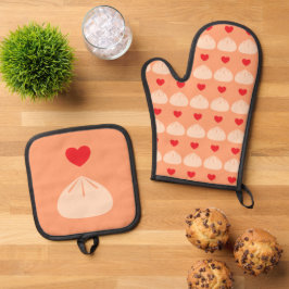 Dumpling-Liebe Cantaloupe Ofenhandschuh & Topflappen-Set