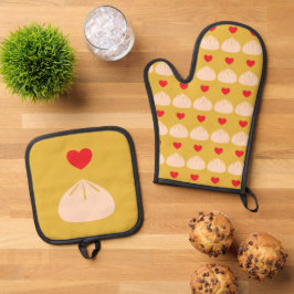 Dumpling Liebe Longan Ofenhandschuh & Topflappen-Set