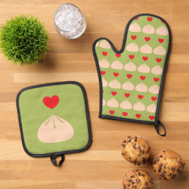 Dumpling Liebe Matcha Ofenhandschuh & Topflappen-Set