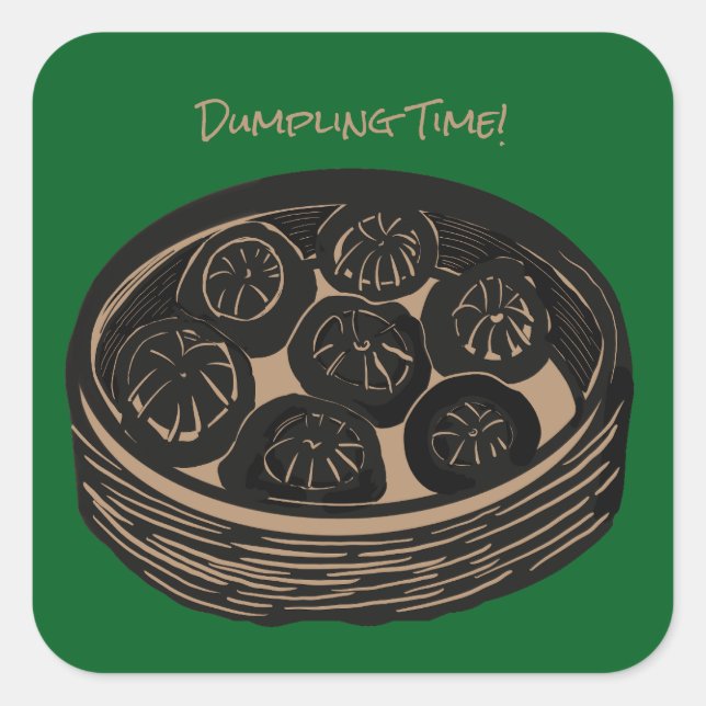 Dumpling-Zeit Quadratischer Aufkleber (Vorderseite)