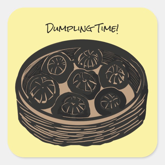 Dumpling-Zeit Quadratischer Aufkleber (Vorderseite)