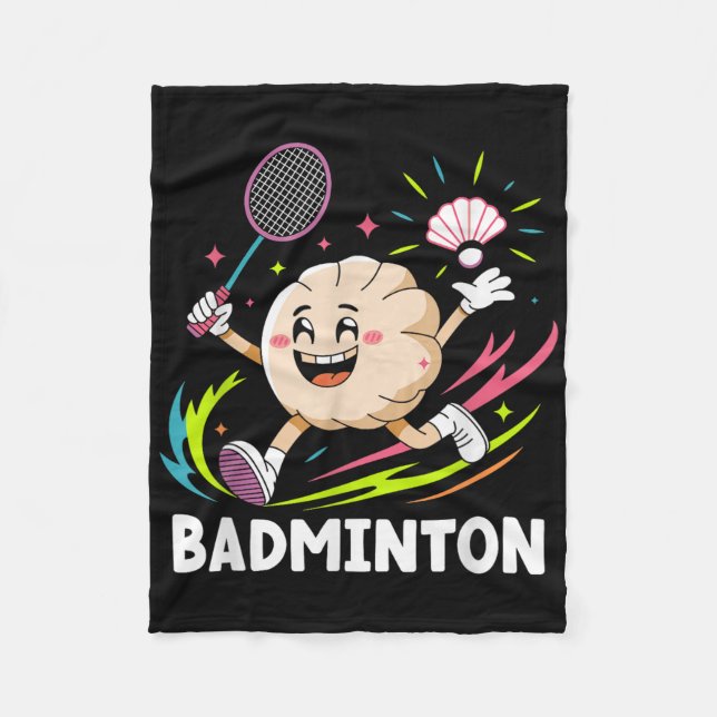 Dumplings Play Badminton Chopstick Wrap Cuisine Sp Fleecedecke (Vorderseite)