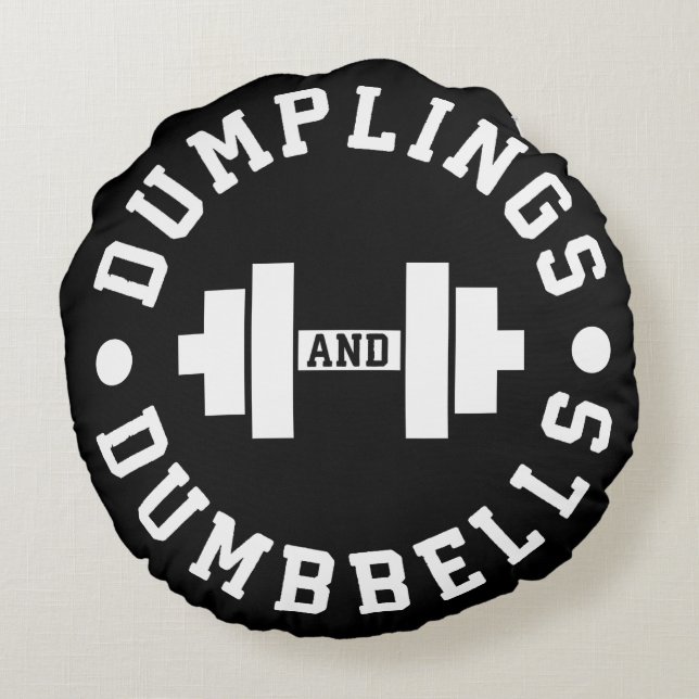 Dumplings und Dumbells - Kuscheln - Funny Novelty Rundes Kissen (Rückseite)