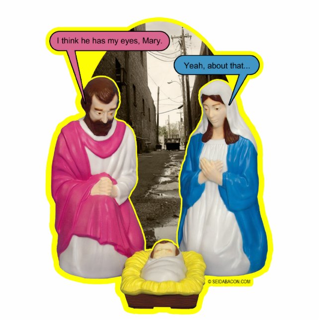 Dumpster Baby Jesus Ornament Fotoskulptur Ornament (Vorne)
