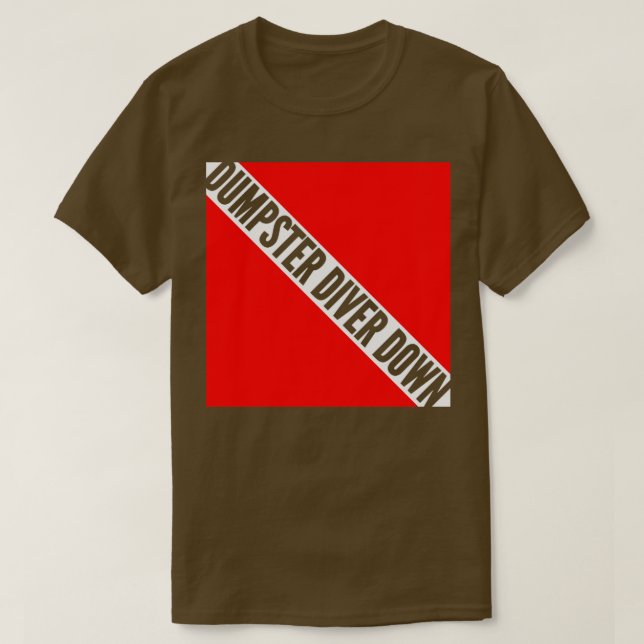 Dumpster Diver Down Red and White Scuba Flag T-Shirt (Design vorne)