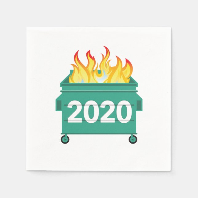 Dumpster Fire 2020 lustiges Neujahr Serviette (Vorderseite)