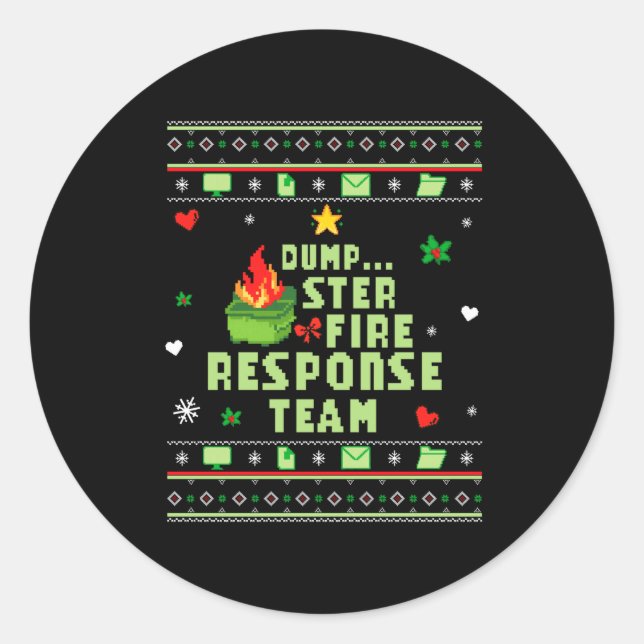 Dumpster Fire Resnse Team Chaos Ugly Sweater Cute  Runder Aufkleber (Vorderseite)