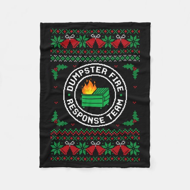 Dumpster Fire Resnse Team Ugly Christmas Sweater X Fleecedecke (Vorderseite)
