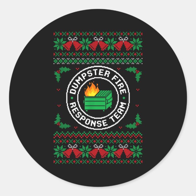 Dumpster Fire Resnse Team Ugly Christmas Sweater X Runder Aufkleber (Vorderseite)