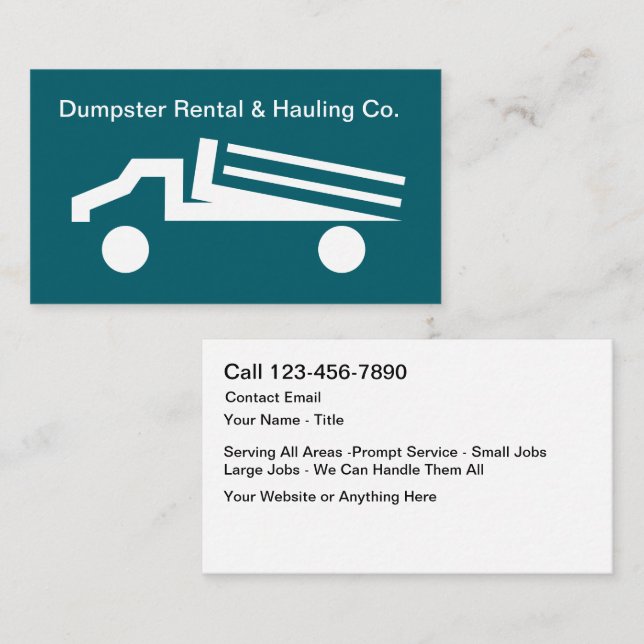 Dumpster Rental Hauttruck Moderne Visitenkarte (Vorne/Hinten)
