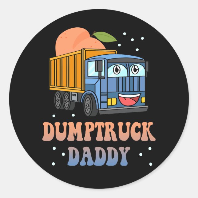 Dumptruck Daddy Retro Groovy Vater Day Constructi Runder Aufkleber (Vorderseite)