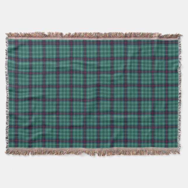 Duncan Clan Royal Blue und Turquoise Modern Tartan Decke (Vorderseite)