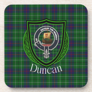 Duncan schottischer Clan Tartan & Wappen Getränkeuntersetzer