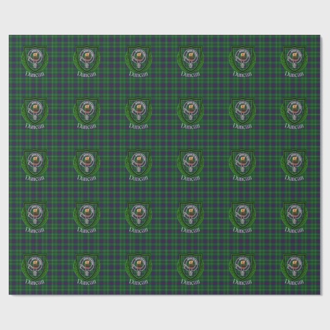Duncan Scottish Clan Tartan & Crest Geschenkpapier (Flach)