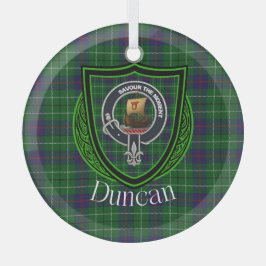 Duncan Scottish Clan Tartan & Crest Ornament Aus Glas