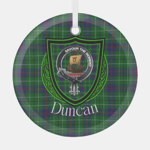 Duncan Scottish Clan Tartan & Wappen Ornament Aus Glas