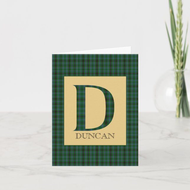 Duncan Tartan Monogram D Dankeskarte (Vorderseite)