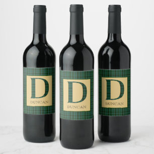 Duncan Tartan Monogram D Weinetikett