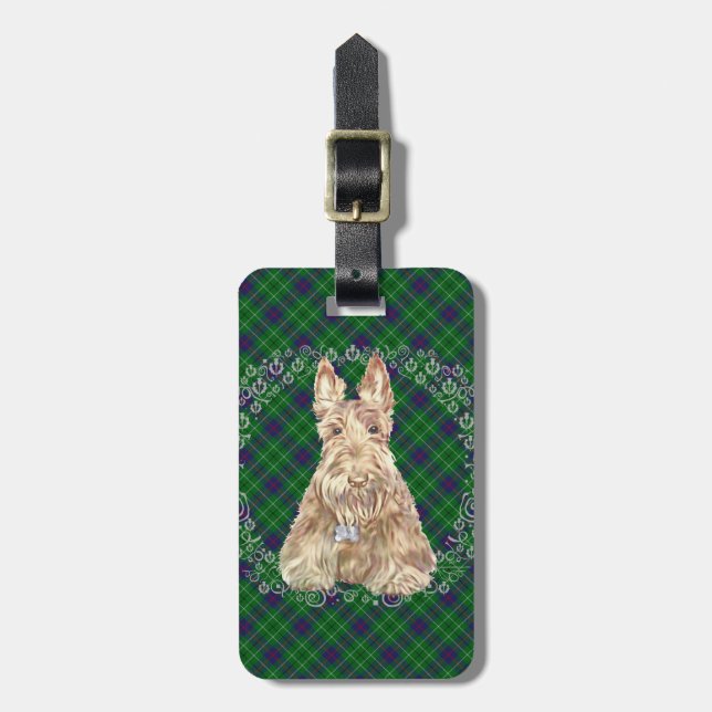 Duncan Tartan Scottie Gepäckanhänger (Vorderseite vertikal)