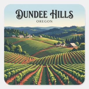 Dundee Hills Weinberge Oregon Reise Quadratischer Aufkleber