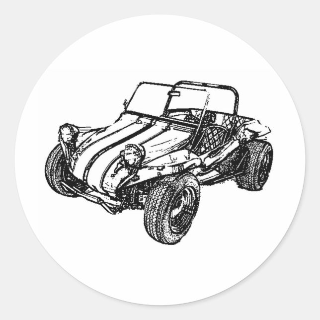 Dune-Buggy Runder Aufkleber (Vorderseite)