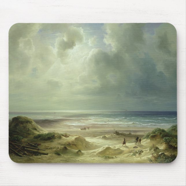 Düne durch Hegoland, ruhiges Meer Mousepad (Vorne)