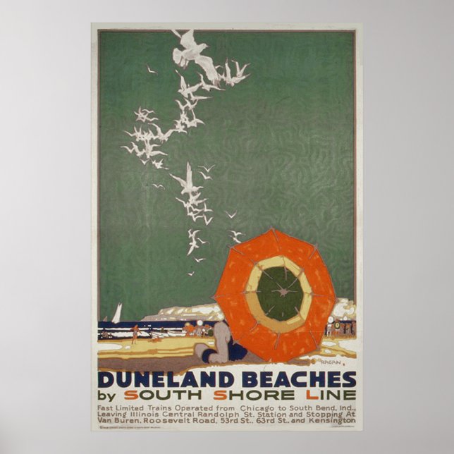Duneland Beaches Vintage Travel Poster (Vorne)