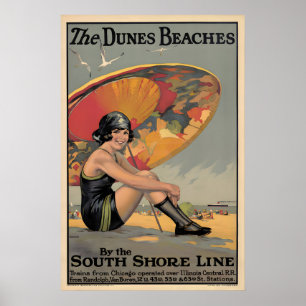 Dünen Strände Vintage Reiseplakat Poster