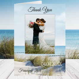 Dunes et Beach Wedding Photo Merci Note Card