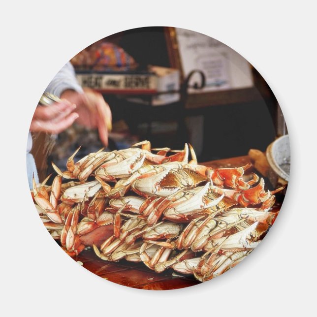 Dungeness Crab bei Fishermans Wharf in San Francis Magnet (Vorne)