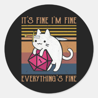 Dungeon Crawler Dragon Master Cat I'm Fine Runder Aufkleber