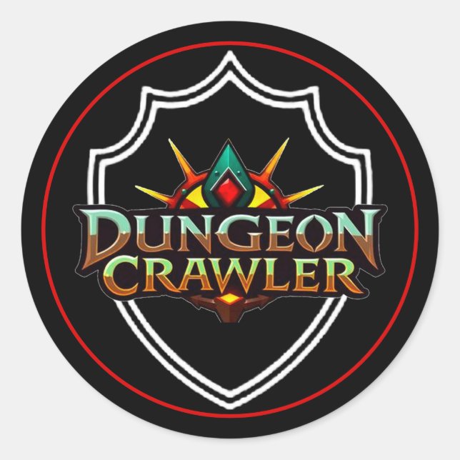 Dungeon Crawler Schildfarbe Runder Aufkleber (Vorderseite)
