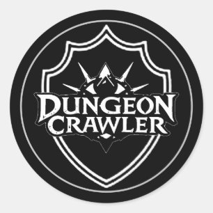 Dungeon Crawler Schwarz-Weiß Runder Aufkleber