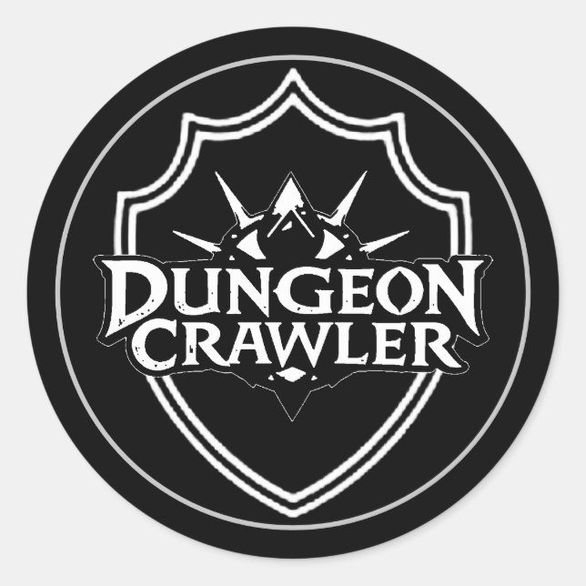 Dungeon Crawler Schwarz-Weiß Runder Aufkleber (Vorderseite)
