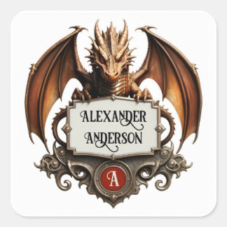 Dungeon Dragon personalisieren Quadratischer Aufkleber