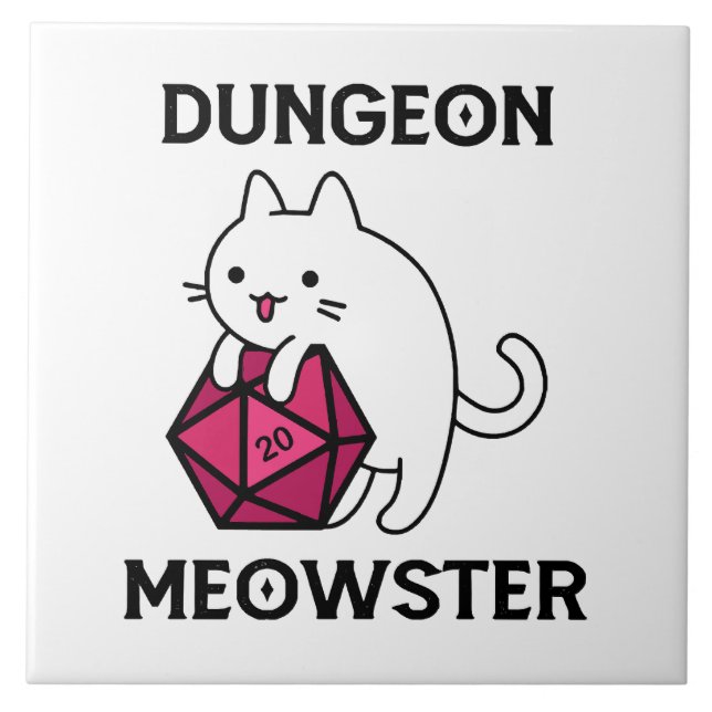 Dungeon Meowster Cat Funny Fliese (Vorderseite)