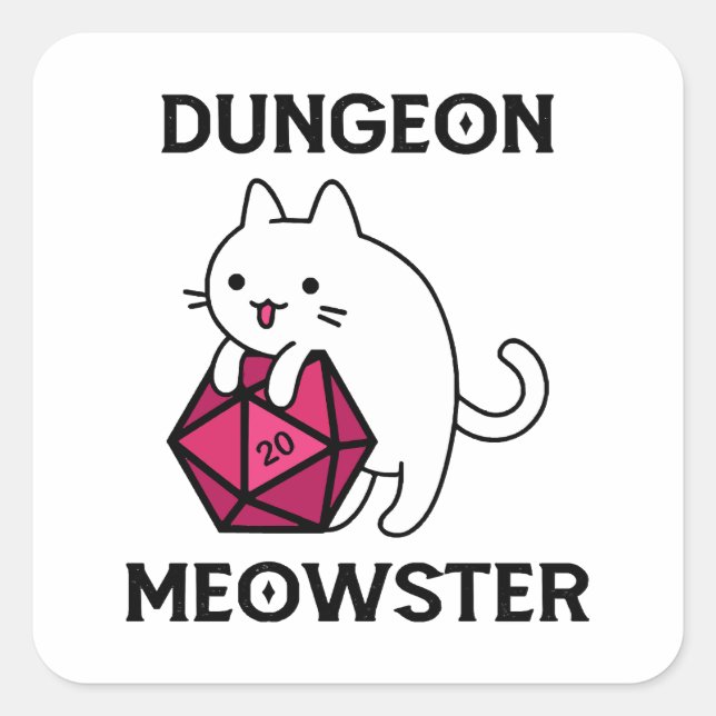 Dungeon Meowster Cat Funny Quadratischer Aufkleber (Vorderseite)