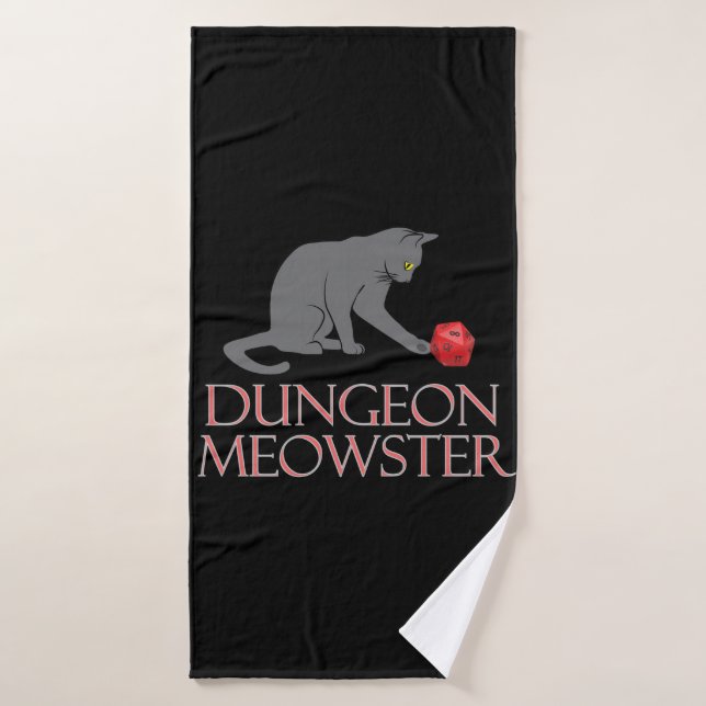 Dungeon Meowster Funny RPG Cat with Dice Badehandtuch (Badehandtuch)