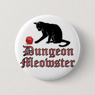 Dungeon Meowster Funny RPG Cat with Dice Button