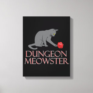 Dungeon Meowster Funny RPG Cat with Dice Leinwanddruck