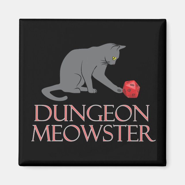 Dungeon Meowster Funny RPG Cat with Dice Magnet (Vorne)