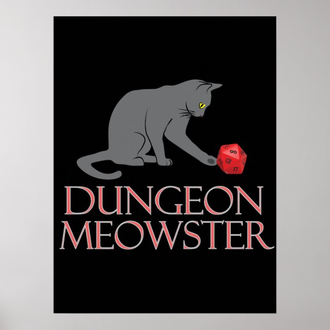Dungeon Meowster Funny RPG Cat with Dice Poster (Vorne)