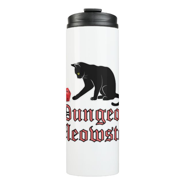 Dungeon Meowster Funny RPG Cat with Dice Thermosbecher (Vorderseite)