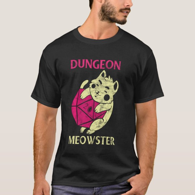 Dungeon Meowster Gamer Geek Cat Introvert T-Shirt (Vorderseite)