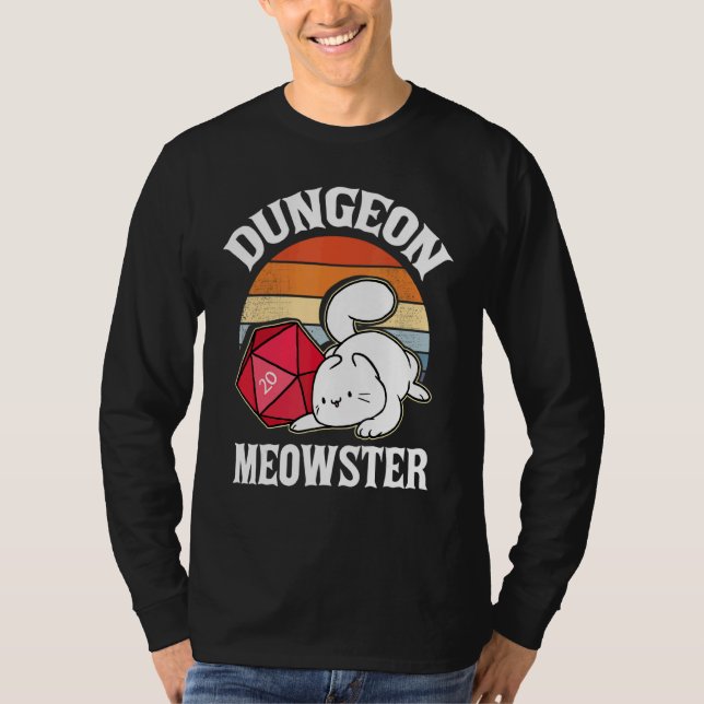Dungeon Meowster Nerdy D20 Dice Nerd Kitten Cat Rp T-Shirt (Vorderseite)