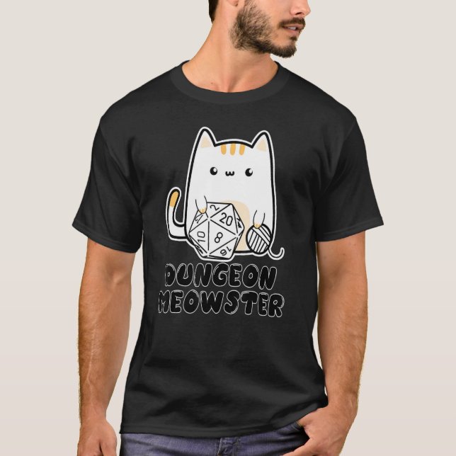 Dungeon Meowster Niedlich Cat D20 Dice BoardGame N T-Shirt (Vorderseite)