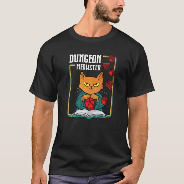Dungeon Meowster RPG Tabletop Gaming DM Rolle Spie T-Shirt (Vorderseite)