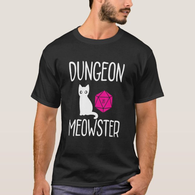 Dungeon Meowster Rpg Tabletop Gaming Drum Role Pla T-Shirt (Vorderseite)