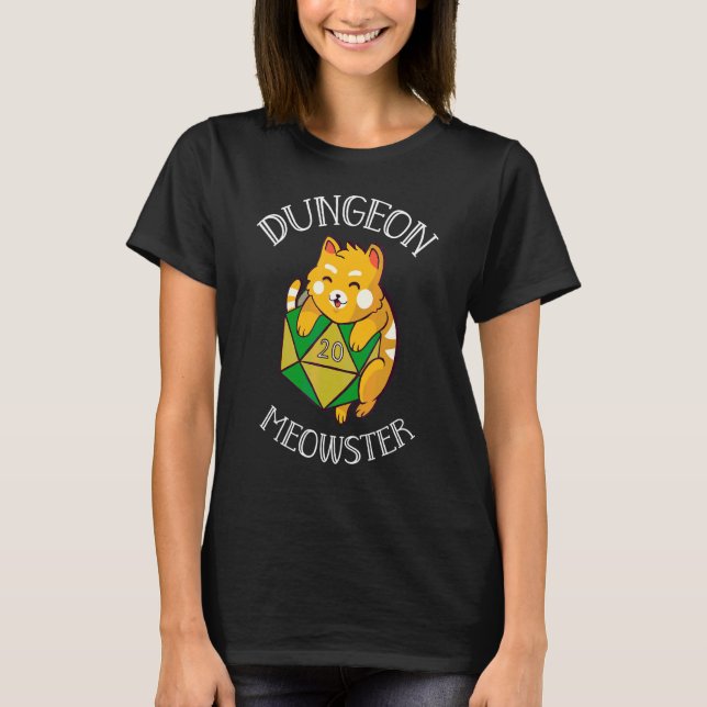 Dungeon Retro Meowster Rpg Quest Würfel Kompensati T-Shirt (Vorderseite)